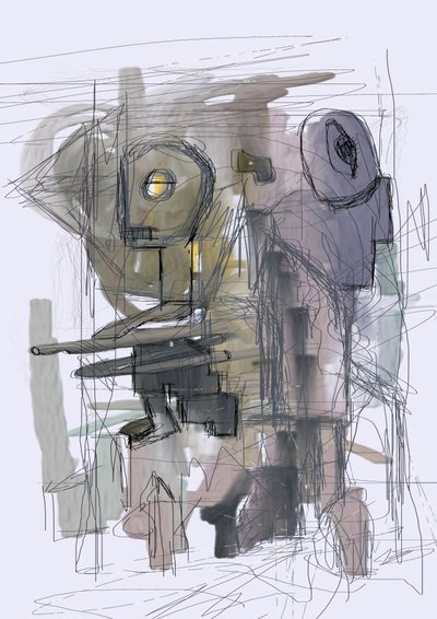 謎めいた抽象的なロボット 作： 