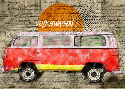 レトロなキャンピングカー 作： Lembayung senja studio [Vintage Poster]