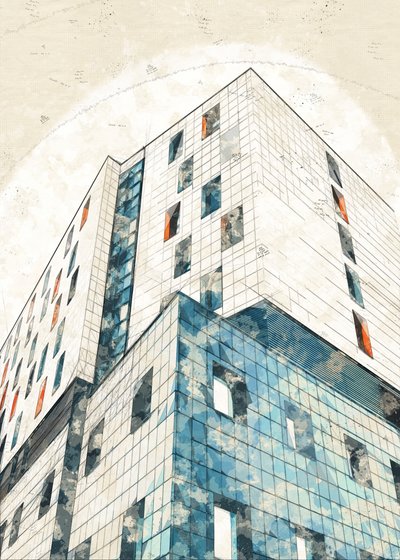 都市建築スケッチ 作： Lembayung senja studio [Vintage Poster]