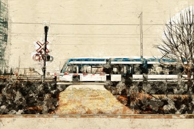 都市の電車スケッチ 作： Lembayung senja studio [Vintage Poster]