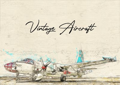 ヴィンテージ航空機のスケッチ 作： Lembayung senja studio [Vintage Poster]