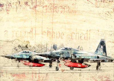 ヴィンテージの戦闘機 作： Lembayung senja studio [Vintage Poster]