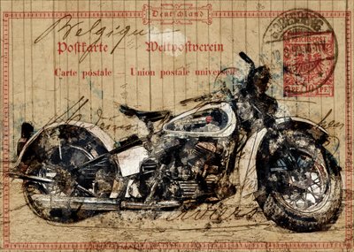 ビンテージ・オートバイの絵葉書 作： Lembayung senja studio [Vintage Poster]