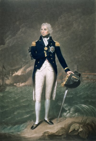 ホレイショネルソン卿、KB、ブルーの海軍大将、刻まれ、William S. Barnard（1774-1849）によって出版され、パブ。 1798（着色されたリソ） 作： Lemuel Francis Abbott