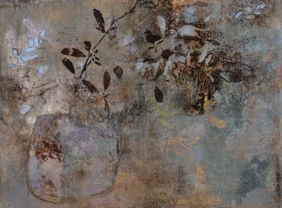 落ち着いた色合いの植物の静物画 作： 