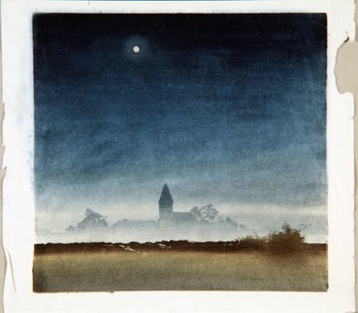 月明かりに照らされた風景、1920年頃（木版画） 作： Leo Frank