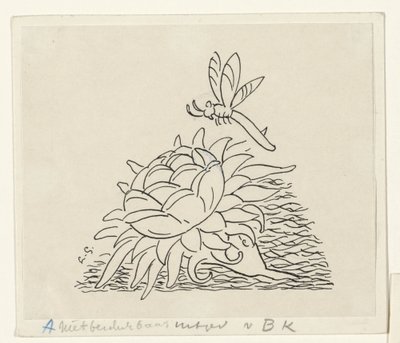 トンボと花 作： Leo Gestel (signed by artist)