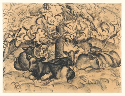 子牛のいる果樹園 作： Leo Gestel (signed by artist)