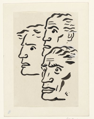 3人の男の顔 作： Leo Gestel (signed by artist)
