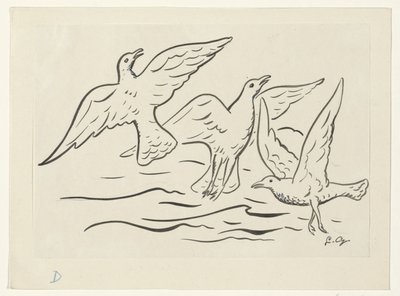 海の向こうの空に三羽の鳥 作： Leo Gestel (signed by artist)