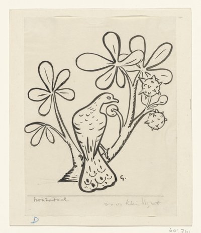 栗の木の枝に鳩 作： Leo Gestel (signed by artist)