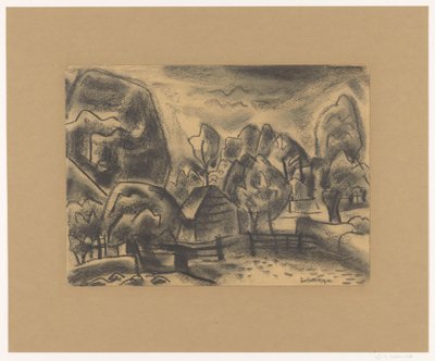 木々の間の農場のある風景 作： Leo Gestel (signed by artist)