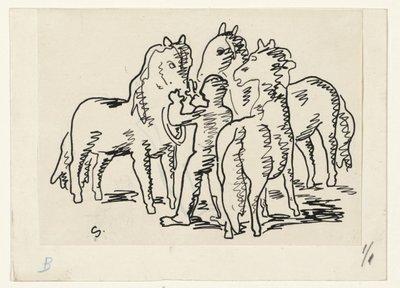 3頭の馬を持つ男 作： Leo Gestel (signed by artist)