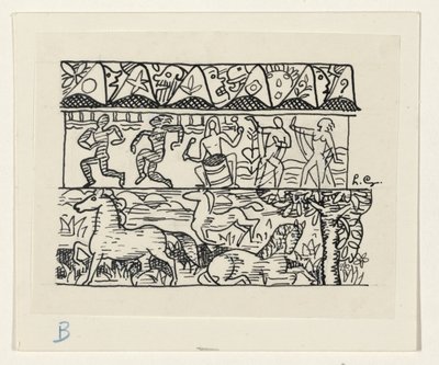 馬、踊る人々、仮面 作： Leo Gestel (signed by artist)