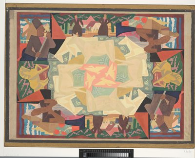 カーペットのデザインモチーフ オランダ（デザイン）（オブジェのタイトル） 作： Leo Gestel (signed by artist)