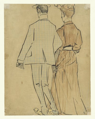 歩くカップル 作： Leo Gestel (signed by artist)