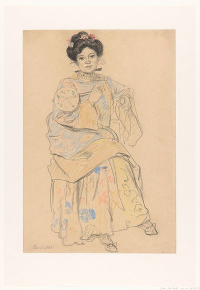 和服着席の女性 作： Leo Gestel (signed by artist)