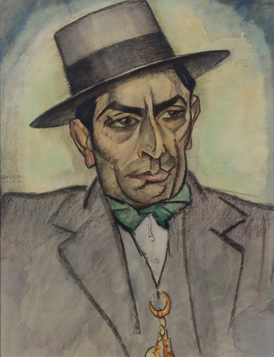 スペインの衣装を着た男、c。 1914年（紙に木炭、パステル、水彩） 作： Leo Gestel