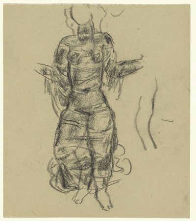 透明なカーテンで踊る女性 作： Leo Gestel