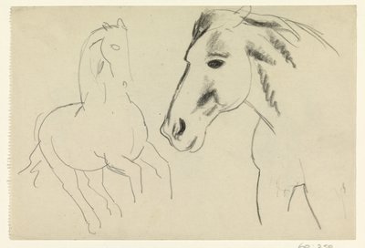 疾走する馬と馬の頭 作： Leo Gestel