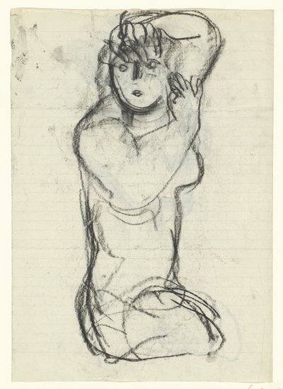 ひざまずく裸の女性 作： Leo Gestel