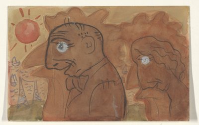 レオ・ゲステルと妻の似顔絵 作： Leo Gestel
