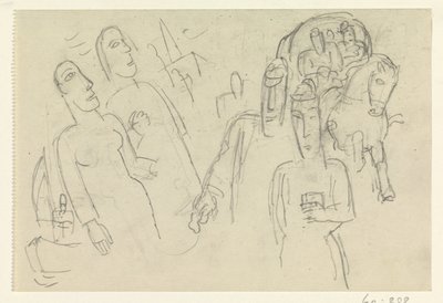 通りの人々と馬車 作： Leo Gestel
