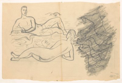 カモメに囲まれたビーチで裸の男女 作： Leo Gestel