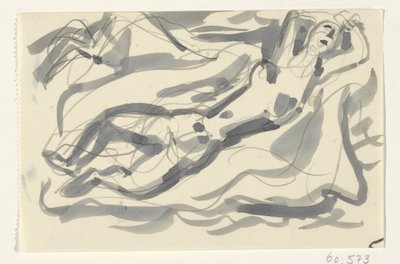 裸の女性と海の馬 作： Leo Gestel