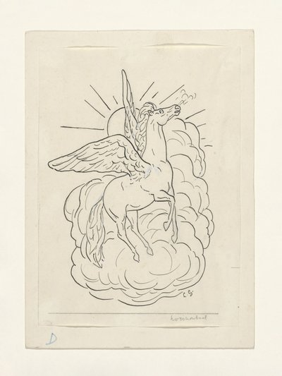 雲の前を飛ぶペガサス（1891–1941） 作： Leo Gestel