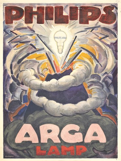 フィリップスアルガランプを宣伝するポスター、1918年頃（カラーリトグラフ） 作： Leo Gestel