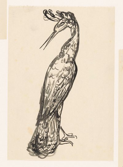 頭を後ろに向けた鷺 作： Leo Gestel