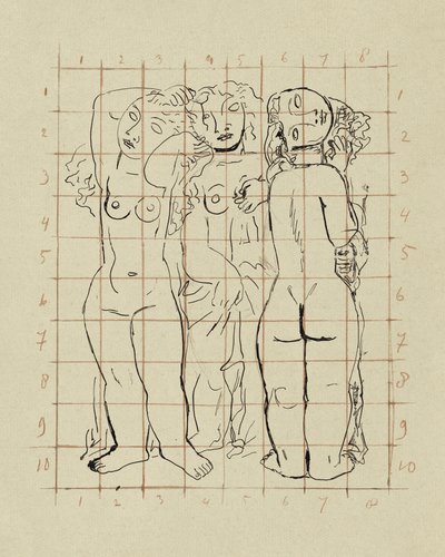 3人の裸の女性のスケッチ 作： Leo Gestel