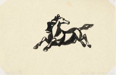 頭を後ろに向けて跳躍する馬 無題の馬 作： Leo Gestel