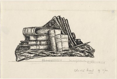 本と文房具の山 作： Leo Gestel