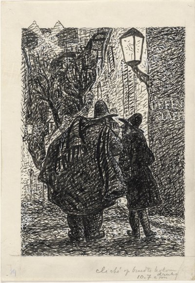 暗闇の路上で 2 人の男性 作： Leo Gestel