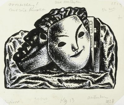 建物と岩の 2 つのマスク (スケッチ) 作： Leo Gestel