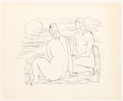 ビーチで 2 人の裸の女性 作： Leo Gestel