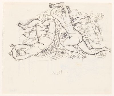 2 人の裸の女性と 3 匹の魚 作： Leo Gestel
