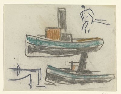 二隻の船とフィギュア 作： Leo Gestel