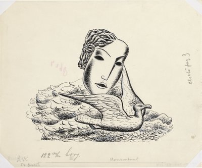 鳥と女性の頭 (スケッチ) 作： Leo Gestel