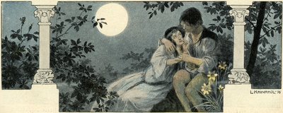 月の光を受けて抱き合うカップル 作： Leo Kainradl