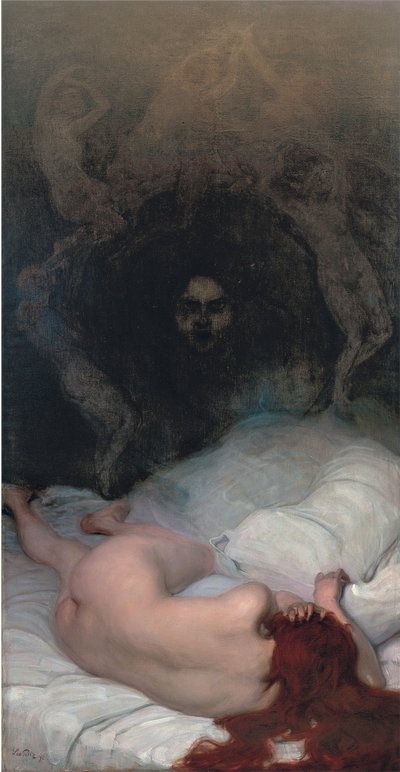 レオ・プッツ（1869-1940）の「ヴァニティ」。キャンバスに油彩、サイズ：220x115 作： Leo Putz