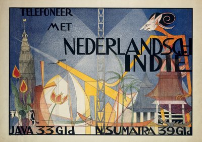 オランダ領東インドとのポスター電話 (オランダ領東インドとの電話) オランダ領東インドに電話する (...) (オブジェクトのタイトル) 作： Leo Visser