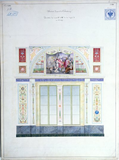 エルミタージュ美術館の壁画デザイン、サンクトペテルブルク、1840年頃 作： Leo von Klenze