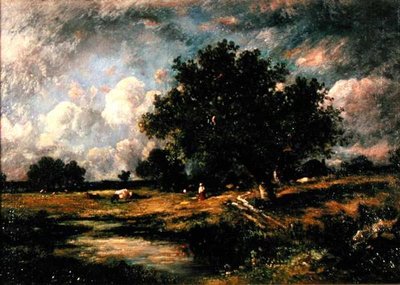 牛と人物のいる風景（油彩・キャンバス 作： Leon Victor Dupre