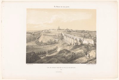 ディナンとランス川に架かる高架橋の眺め Vue de Dinan Prize de la Vallée des Noyers (オブジェクトのタイトル) 現代フランス（シリーズタイトル） La France de nos jours (オブジェクトのシリーズ タイトル) 作： Leon Auguste Asselineau