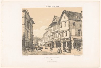 ディナンのコルドリエ広場の眺め Place des Cordeliers à Dinan (オブジェクトのタイトル) 現代フランス（シリーズタイトル） La France de nos jours (オブジェクトのシリーズ タイトル) 作： Leon Auguste Asselineau