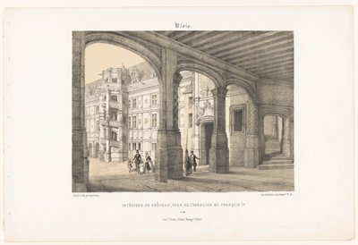 フランソワ1世の八角形の階段塔のあるブロワ城の内部の眺め ブロワ。 Intérieur du château, tour de l