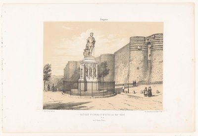 アンジューのルネ1世の像とアンジェ城の眺め アンジェ。 Château d